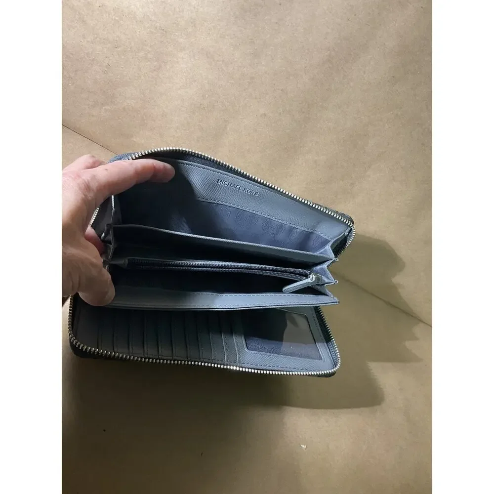 Michael Kors Jet Set Zip Around Accordion Wallet Signature MK Full Size Long